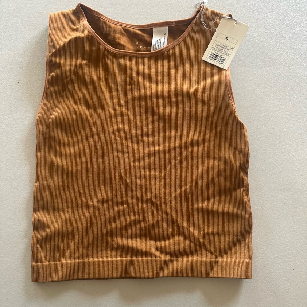 a new day Rust Ribbed Tank Top